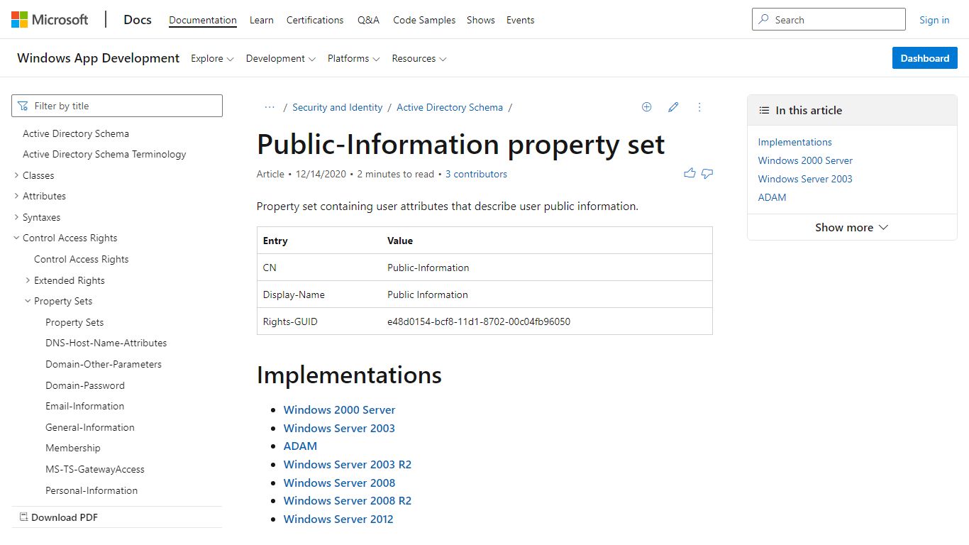 Public-Information property set - Win32 apps | Microsoft Docs