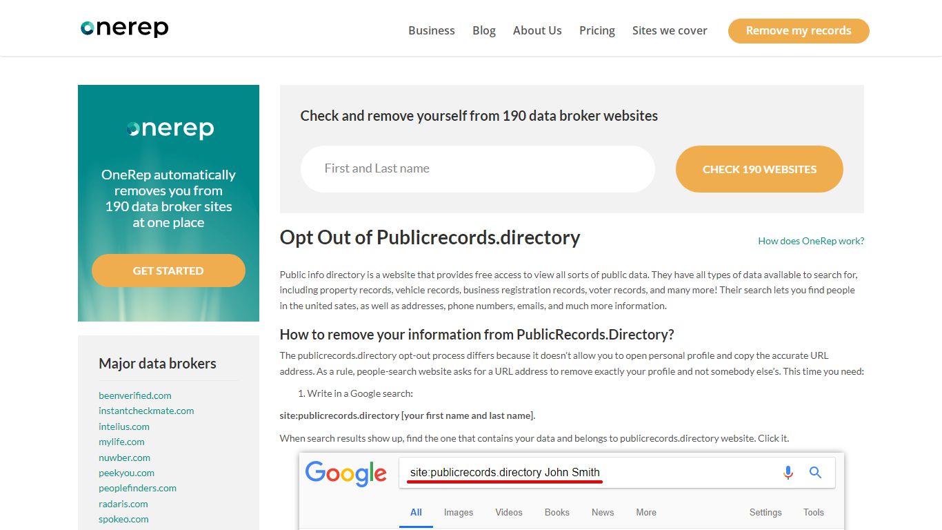 Public Records Directory Opt Out & Removal Guide | OneRep