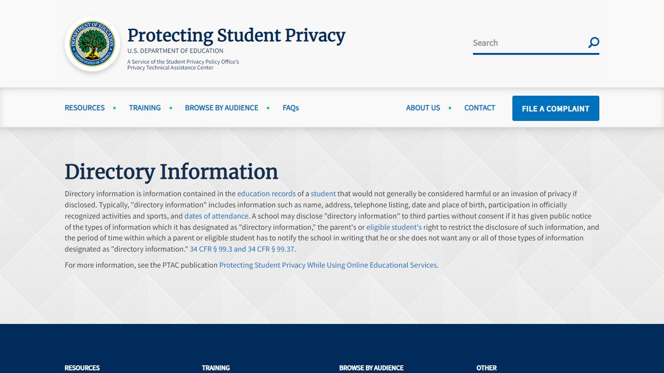 Directory Information | Protecting Student Privacy - ed